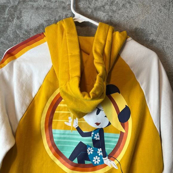 Disney Cruise Line Zip Up Hoodie Yellow White Minnie Mouse Ice Cream Medium - Picture 4 of 8